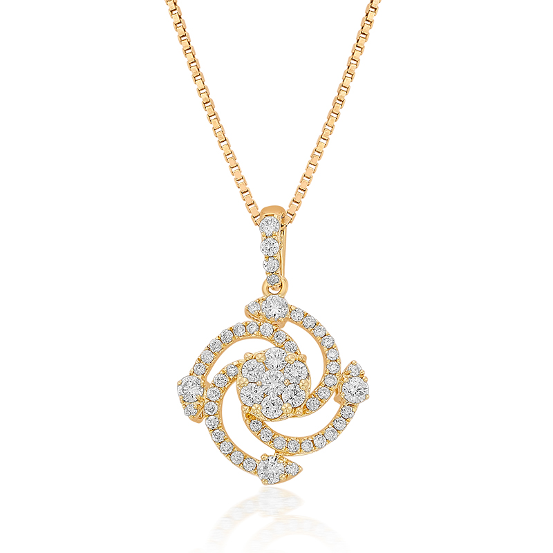 Swirly, Exuberant Diamond Pendant & Studs