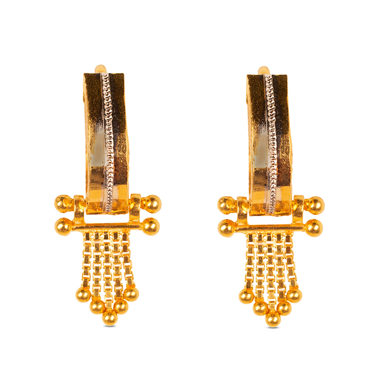 Hanging Earrings in 22K Two tone Gold