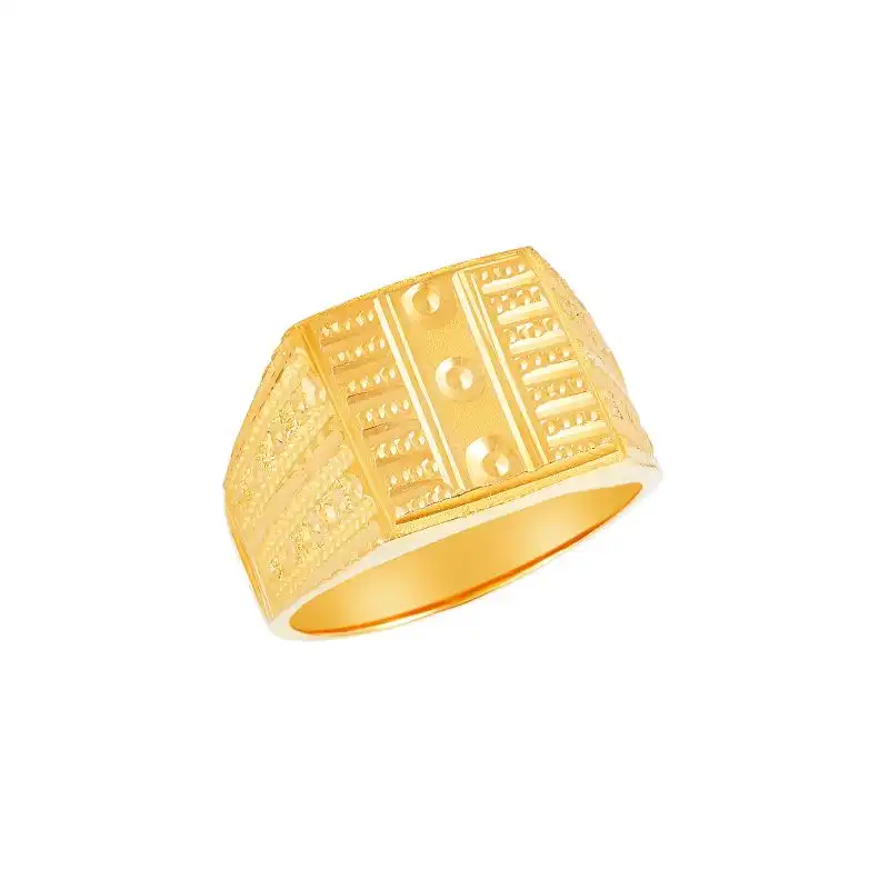 22k Yellow Gold Dotted Signet Ring Size 9.25