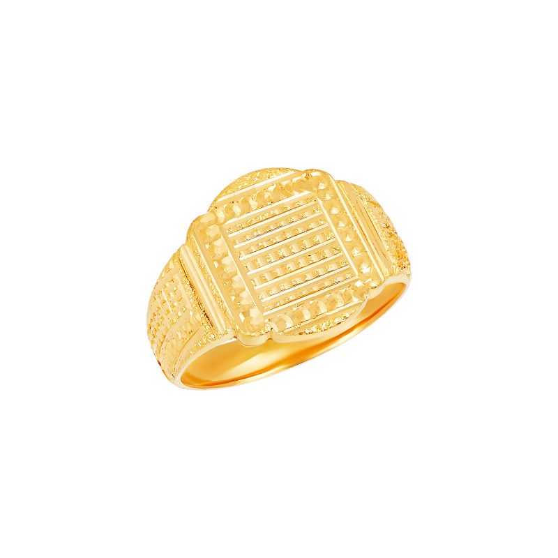 22k Yellow Gold Dotted Signet Ring