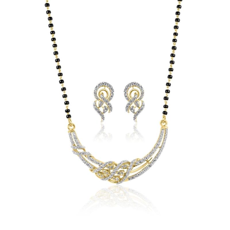 American Diamond Beaded Mangalsutra With Earrings | B67-SBALAS-08 |  Cilory.com