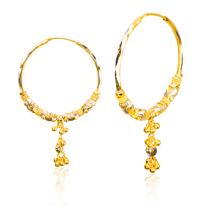Glamorous Two tone Gold Hoop Earrings