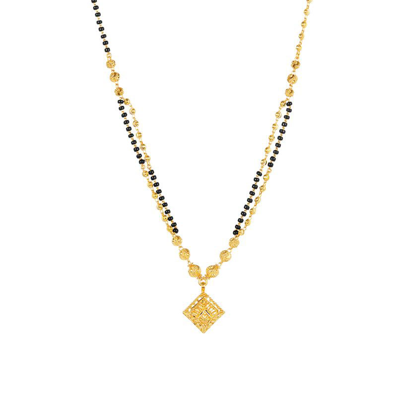 22K Yellow Gold and Black Beaded Mangalsutra Pendant Necklace
