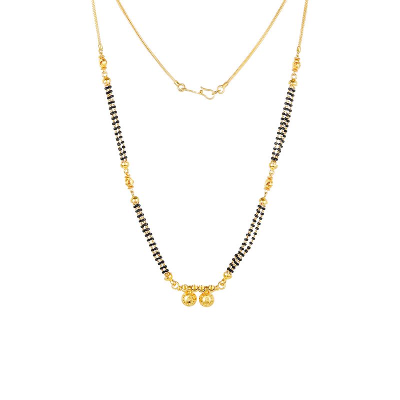 22K Yellow Gold and Black Beaded Mangalsutra Vati-style Pendant Necklace