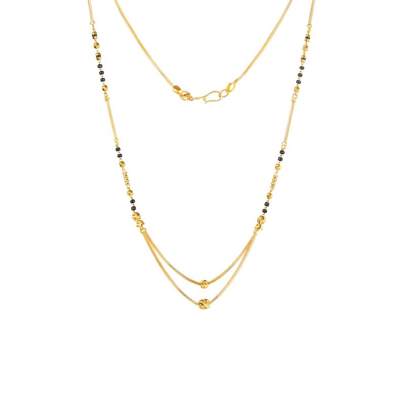 22K Yellow Gold and Black Beaded Mangalsutra Layered Necklace