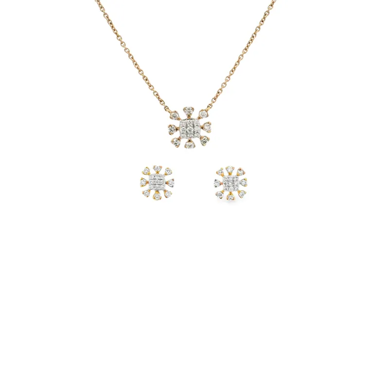 Floral Diamond Pendant Set