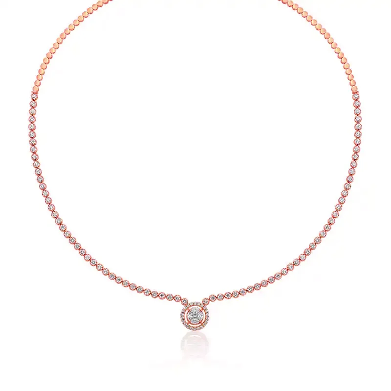 Showstopping, Classy Diamond Necklace & Earrings - 18K Rose Gold