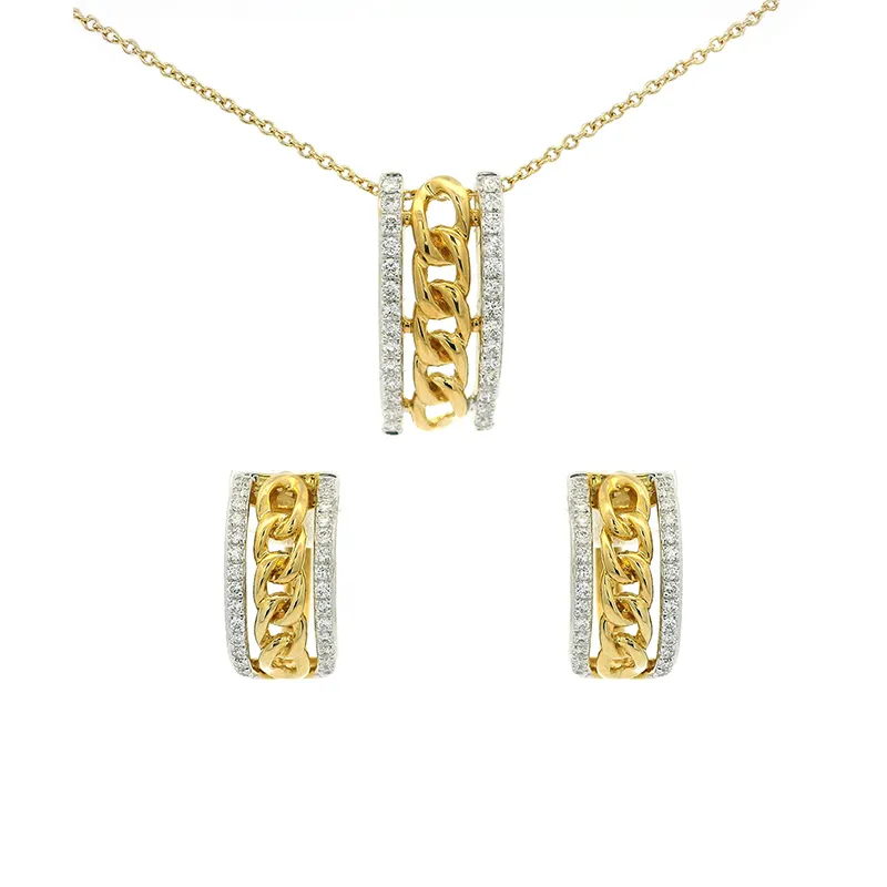 Elegant Gold and Diamond Pendant Set