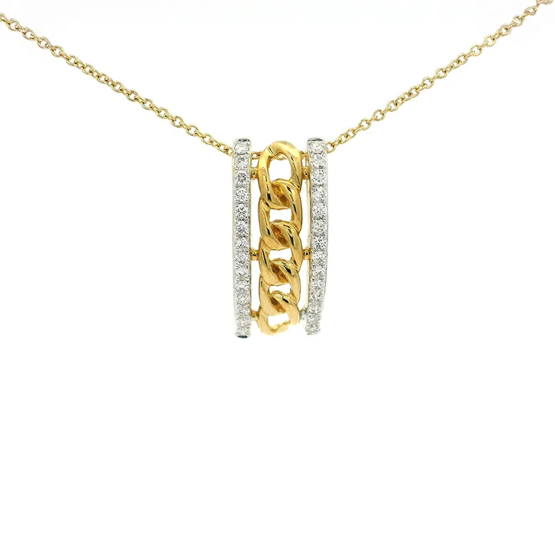 Elegant Gold and Diamond Pendant Set