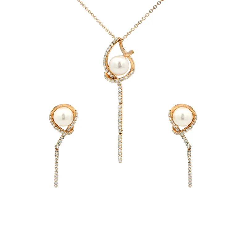 Elegant Pearl Pendant Necklace and Earrings