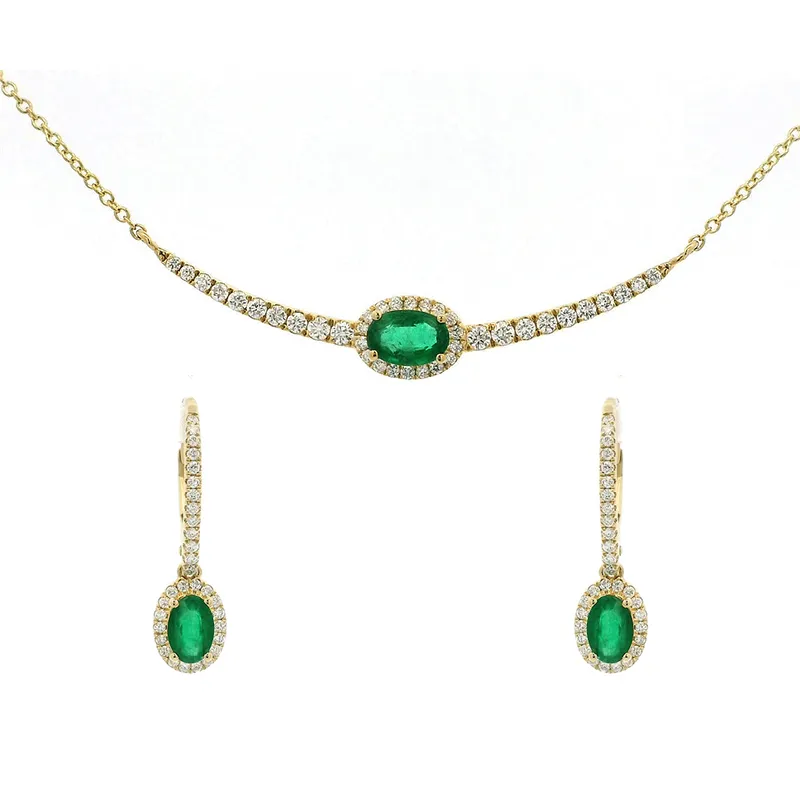 Emerald and Gold Diamond Necklace Set