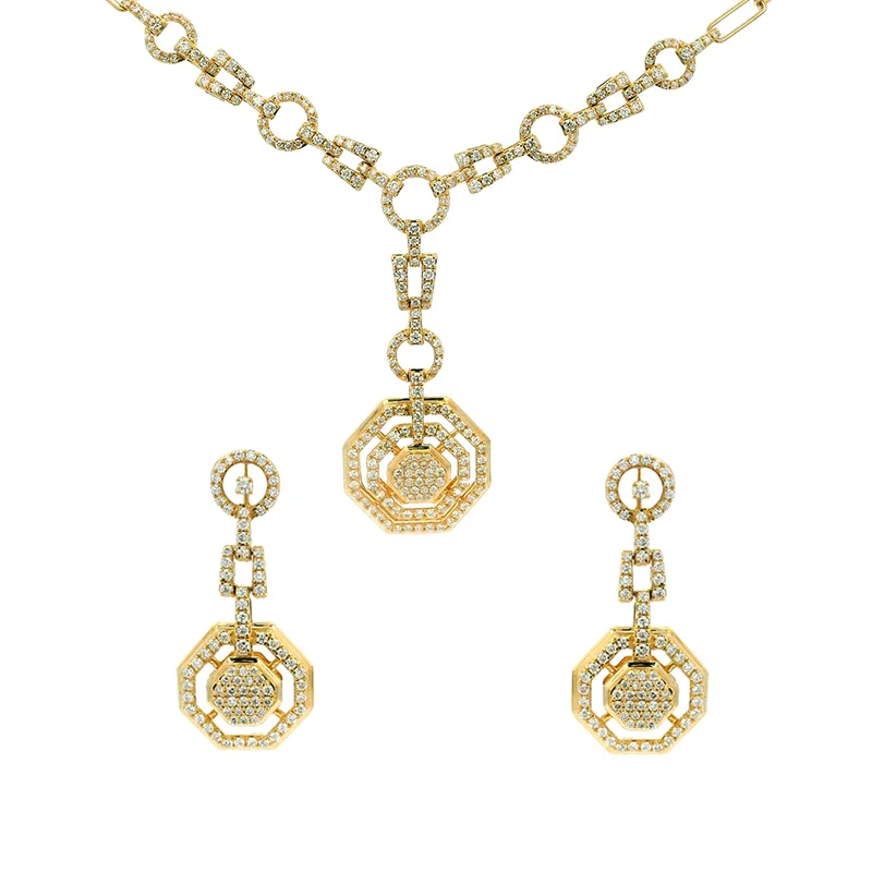 Elegant Gold Pendant Necklace and Earrings
