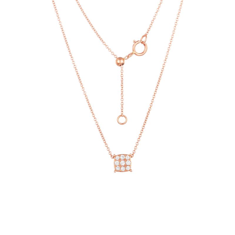 18K Rose Gold Diamond Necklace with 9 Diamond