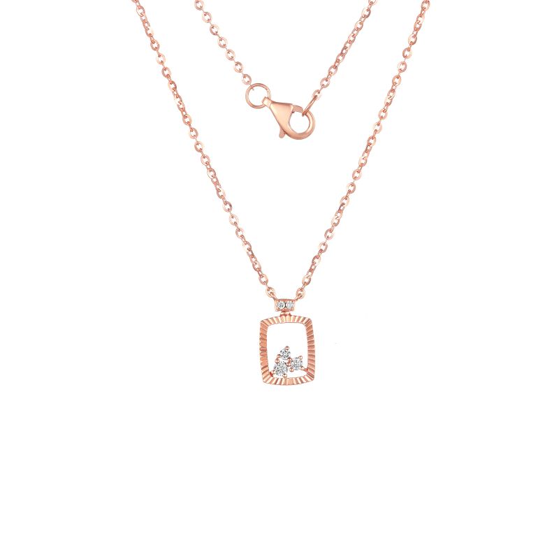 18K Rose Gold Diamond Necklace with 5 Diamonds