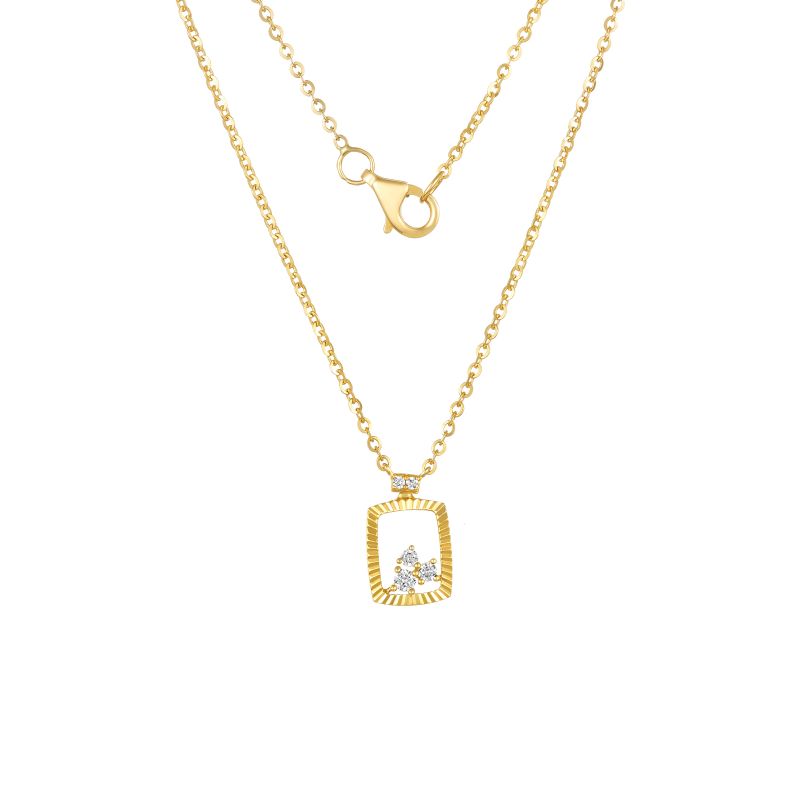 18K Yellow Gold Diamond Necklace with 5 Diamonds