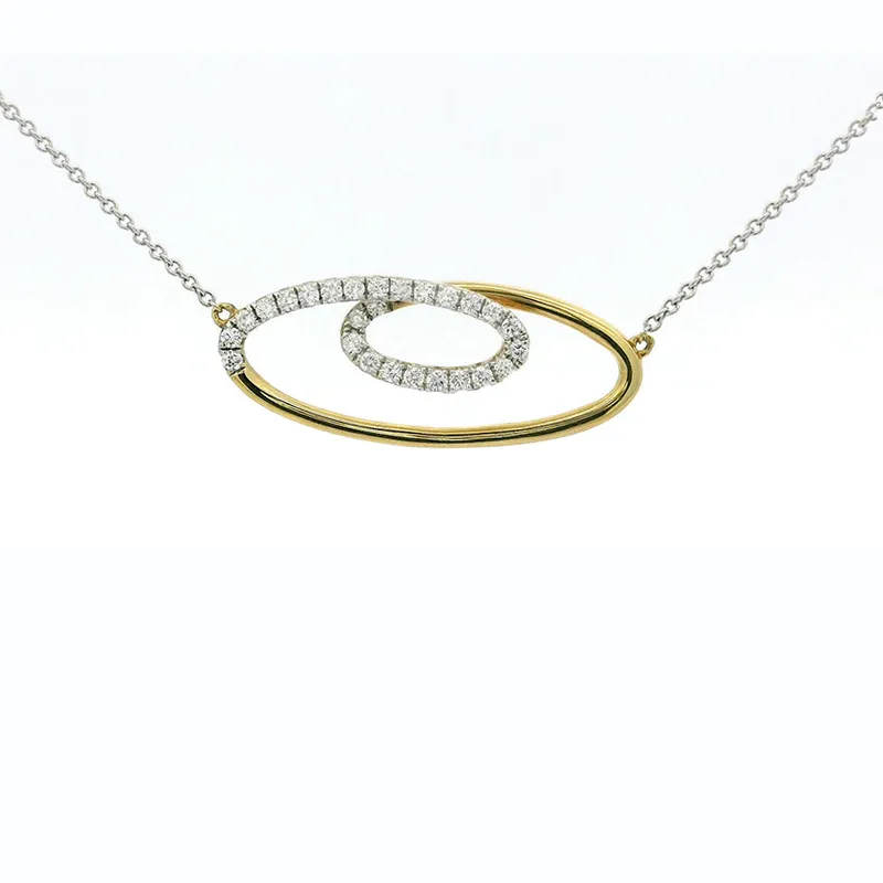Oval pendant necklace in 18K yellow gold diamonds