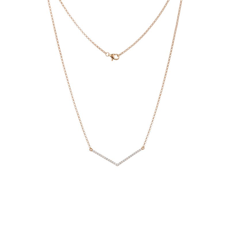 18K Rose Gold Diamond Necklace with 27 Diamonds