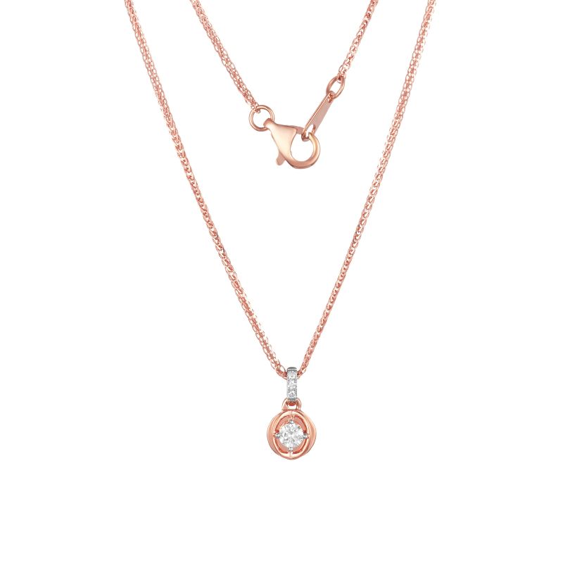 18K Rose Gold Diamond Necklace with 4 Diamonds