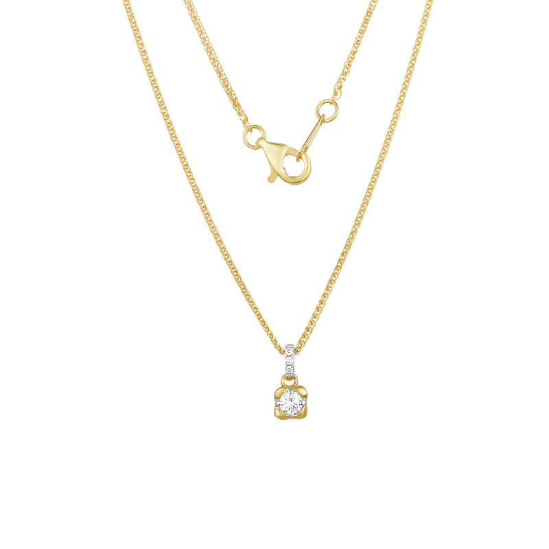 18K Yellow Gold Diamond Necklace with 4 Diamonds