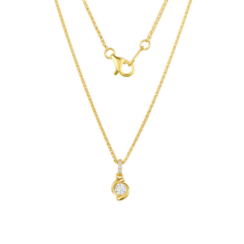 18K Yellow Gold Diamond Necklace with 4 Diamonds