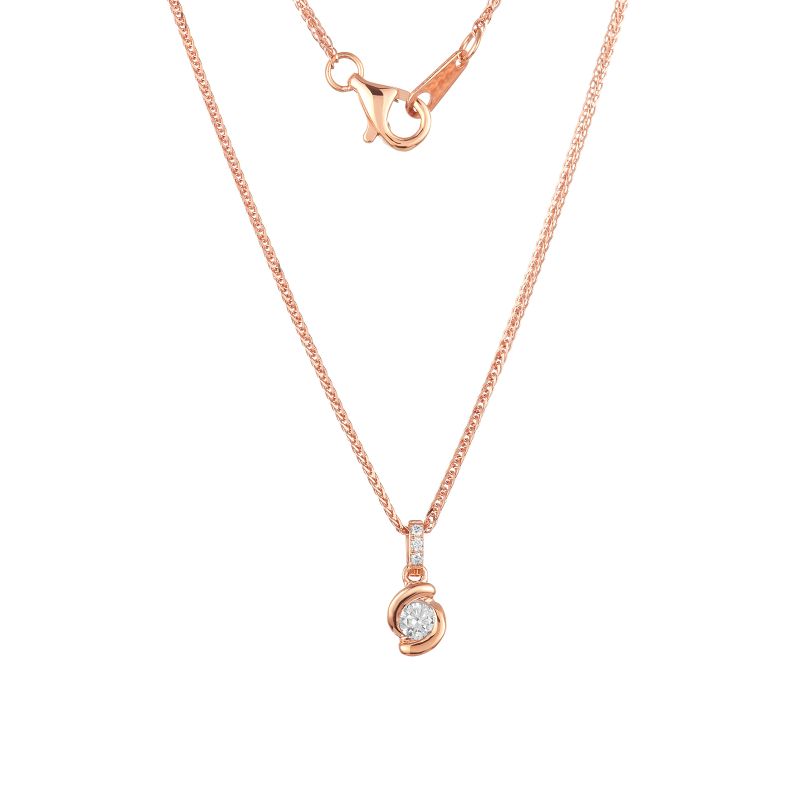 18K Rose Gold Diamond Necklace with 4 Diamonds