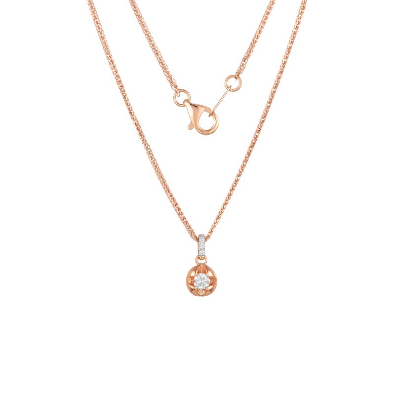 18K Rose Gold Diamond Necklace with 4 Diamonds