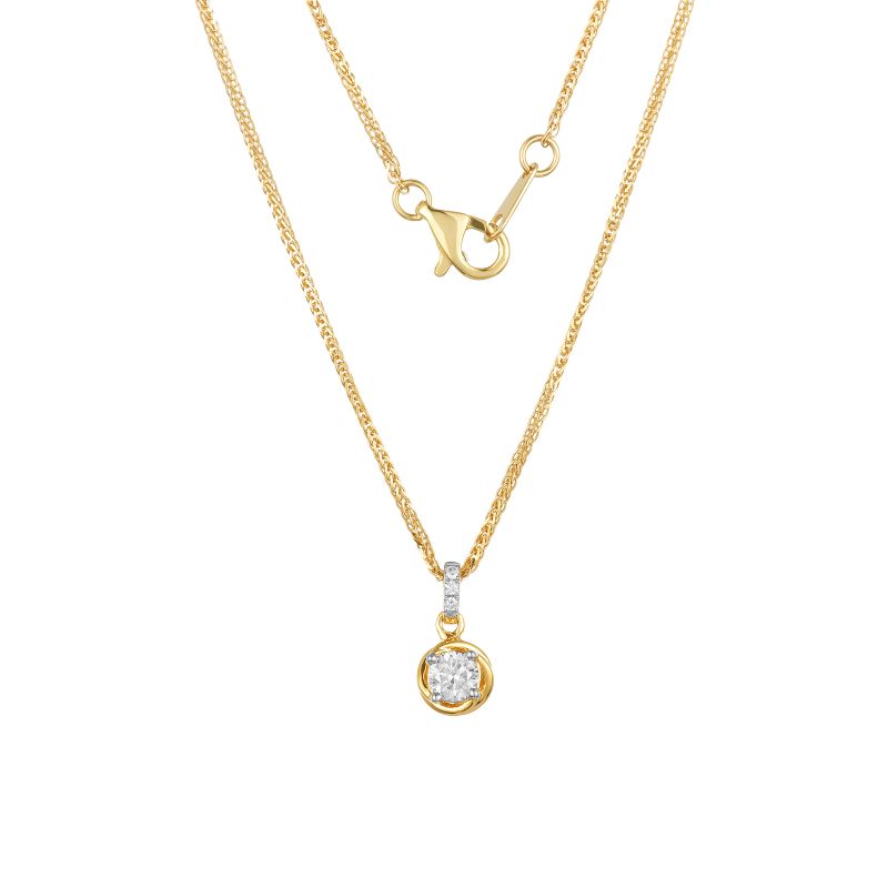 18K Yellow Gold Diamond Necklace with 4 Diamonds