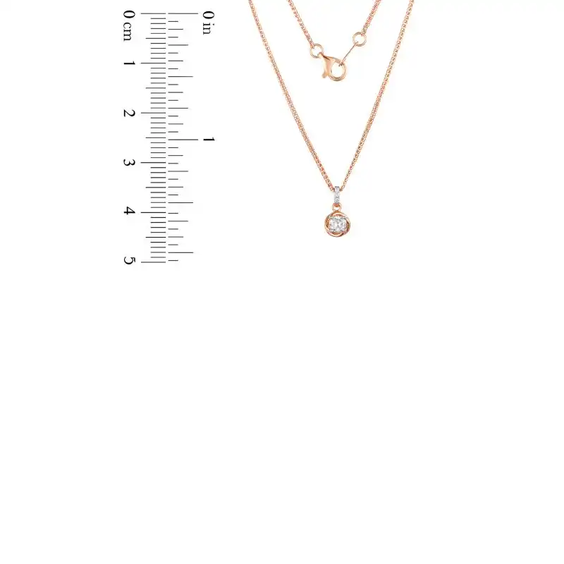 18K Rose Gold Diamond Necklace with 4 Diamonds