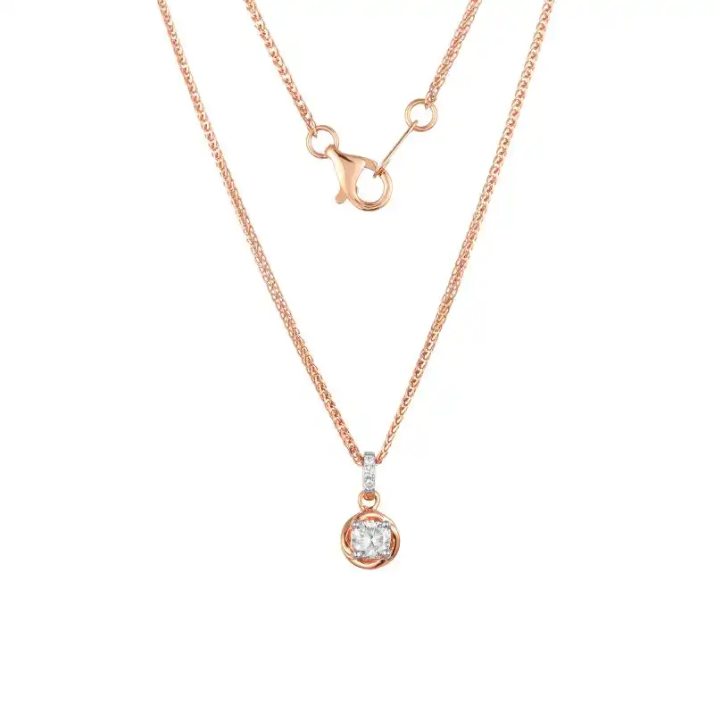 18K Rose Gold Diamond Necklace with 4 Diamonds