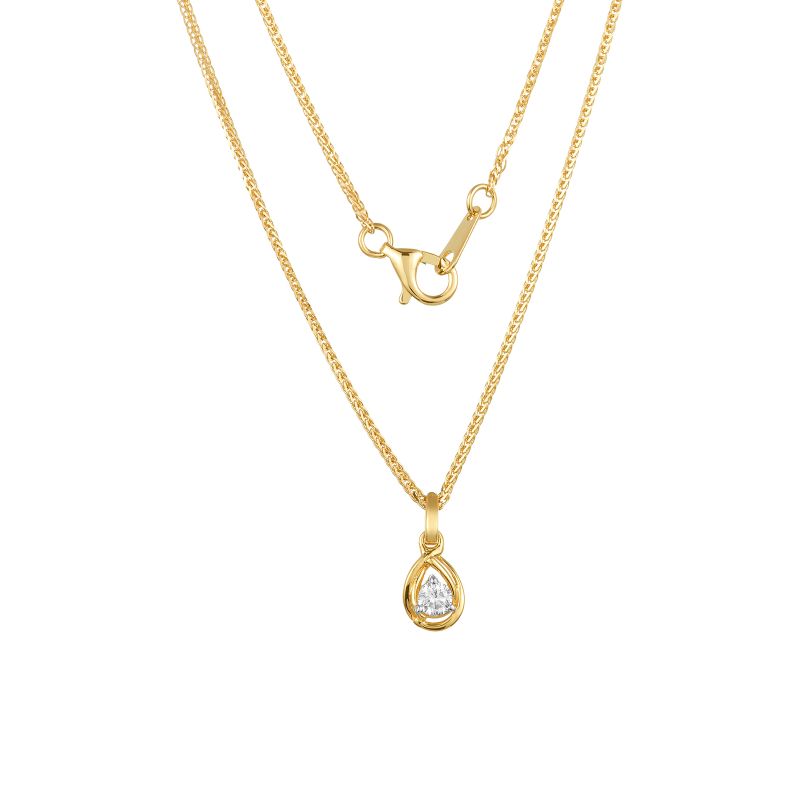 18K Yellow Gold Diamond Necklace with 4 Diamonds