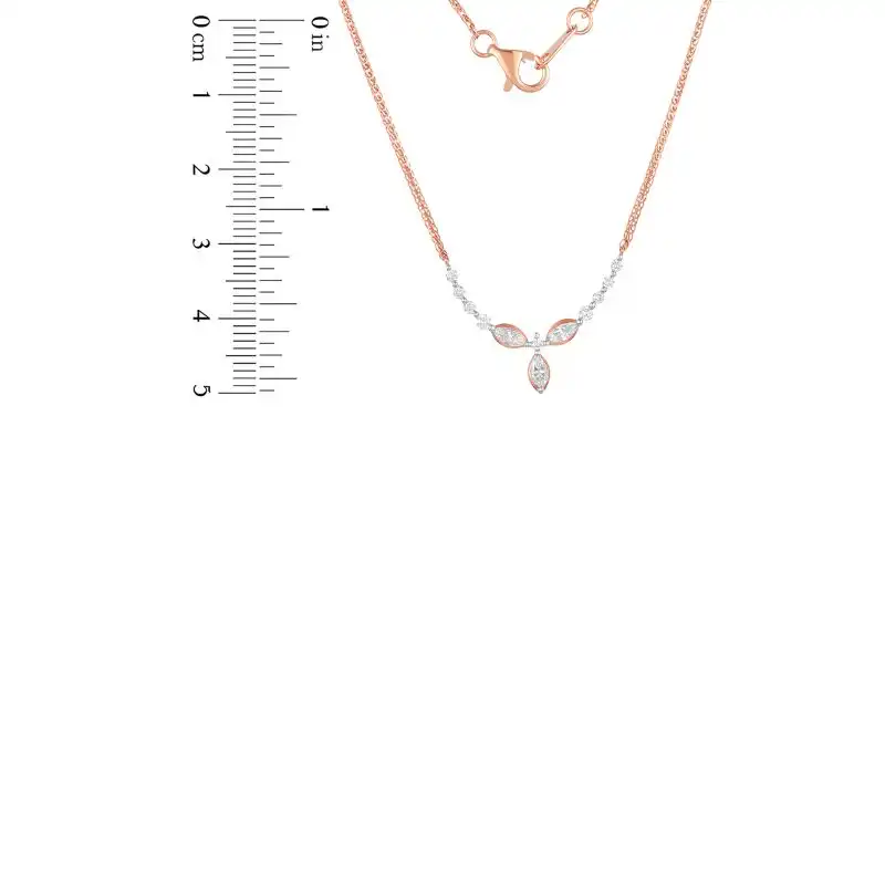 18K Rose Gold Diamond Necklace with 9 Diamonds