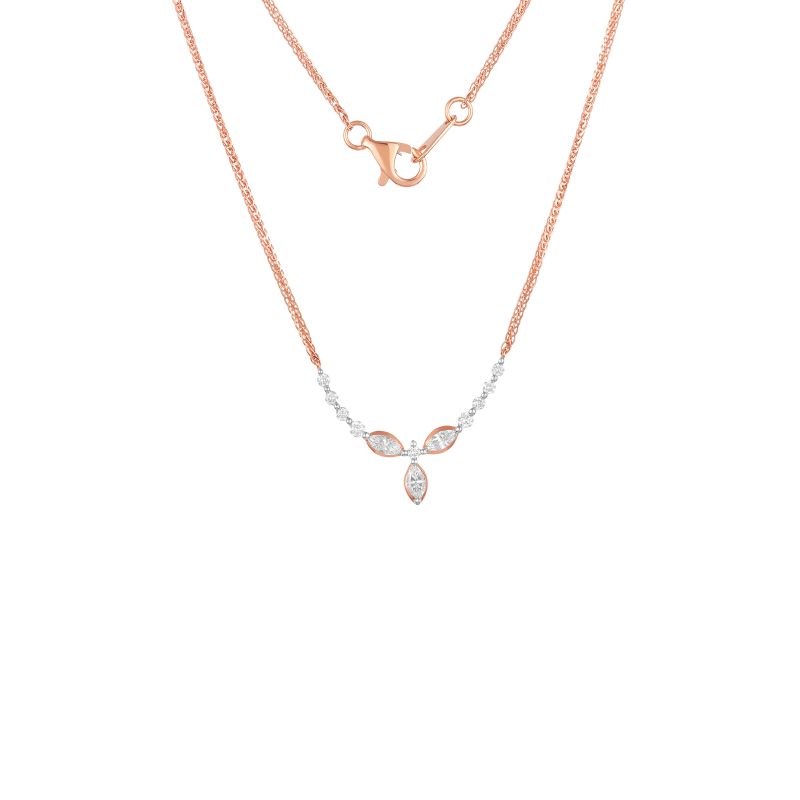 18K Rose Gold Diamond Necklace with 9 Diamonds