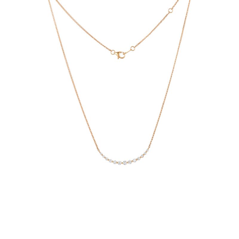 18K Rose Gold Diamond Necklace with 13 Diamonds