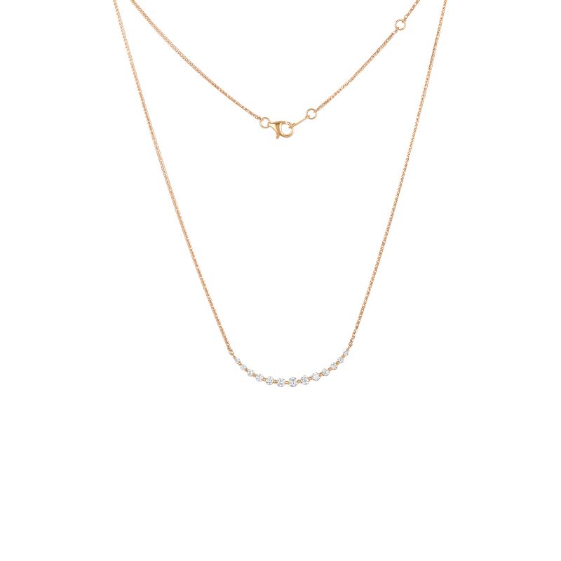 18K Rose Gold Diamond Necklace with 13 Diamonds