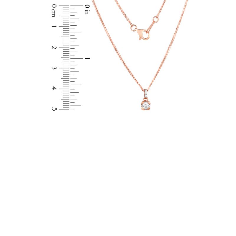 18K Rose Gold Diamond Necklace with 4 Diamonds