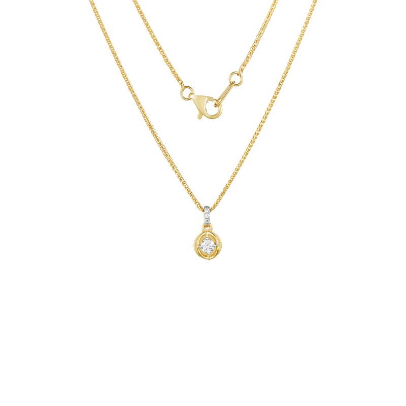 18K Yellow Gold Diamond Necklace with 4 Diamonds