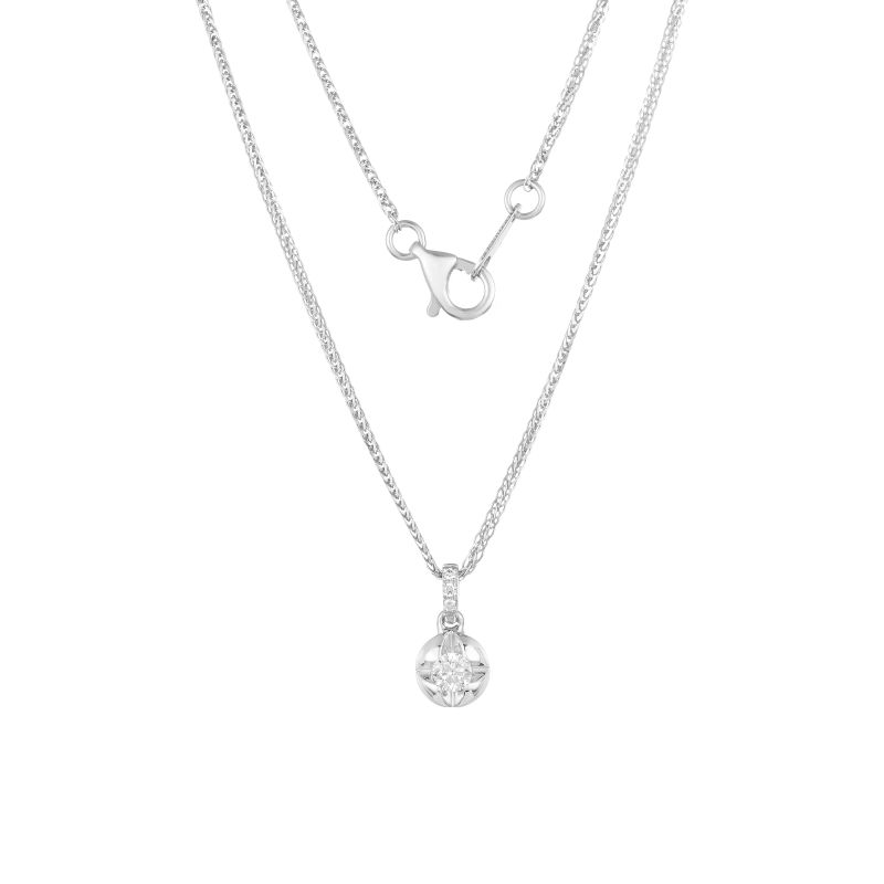 18K White Gold Diamond Necklace with 4 Diamonds