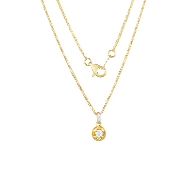 18K Yellow Gold Diamond Necklace with 4 Diamonds