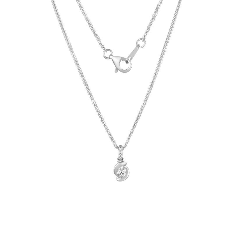 18K White Gold Diamond Necklace with 4 Diamonds