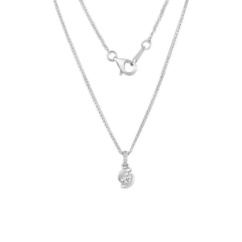 18K White Gold Diamond Necklace with 4 Diamonds