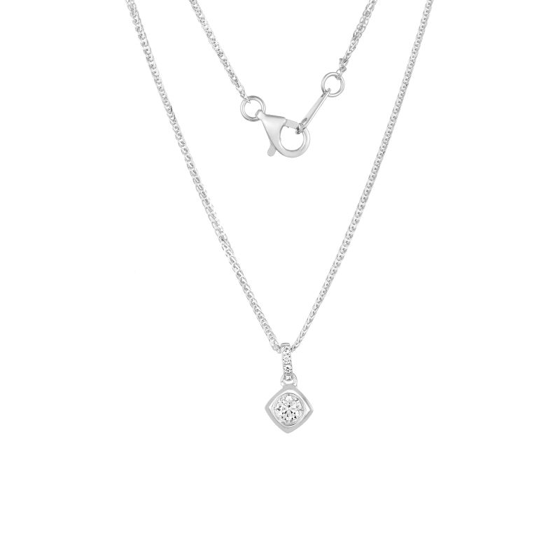 18K White Gold Diamond Necklace with 4 Diamonds