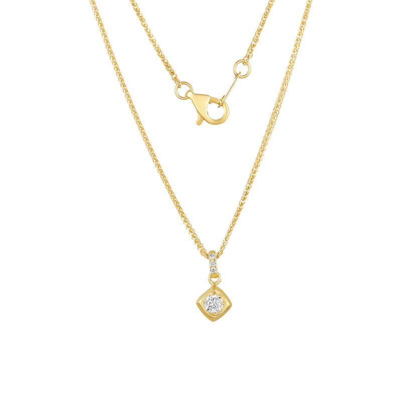 18K Yellow Gold Diamond Necklace with 4 Diamonds