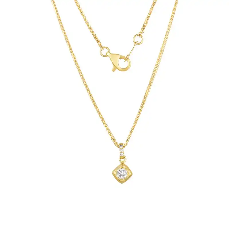 18K Yellow Gold Diamond Necklace with 4 Diamonds