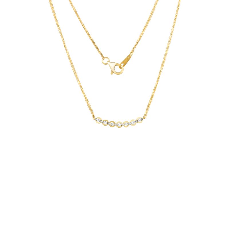 18K Yellow Gold Diamond Necklace with 7 Diamonds