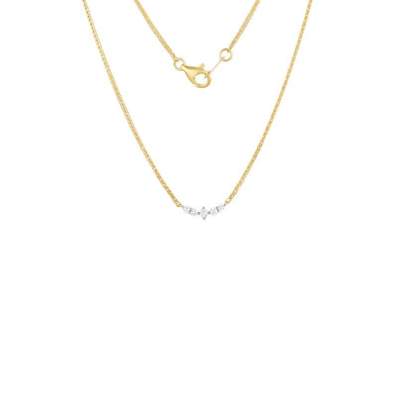 18K Yellow Gold Diamond Necklace with 5 Diamonds