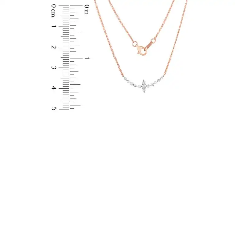 18K Rose Gold Diamond Necklace with 13 Diamonds