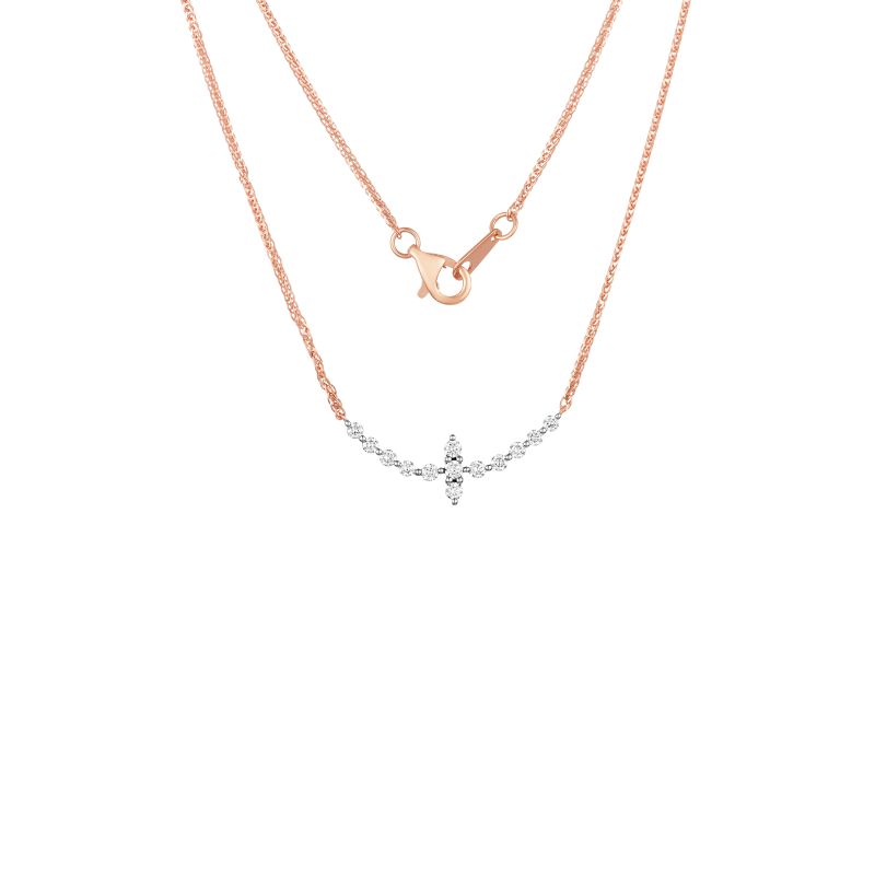 18K Rose Gold Diamond Necklace with 13 Diamonds