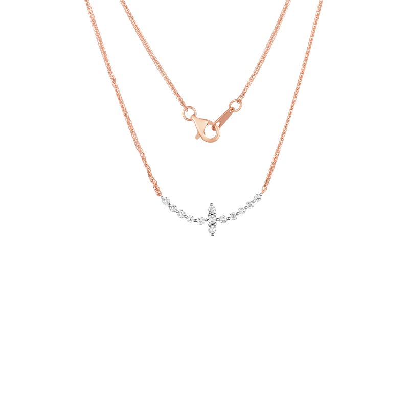 18K Rose Gold Diamond Necklace with 13 Diamonds