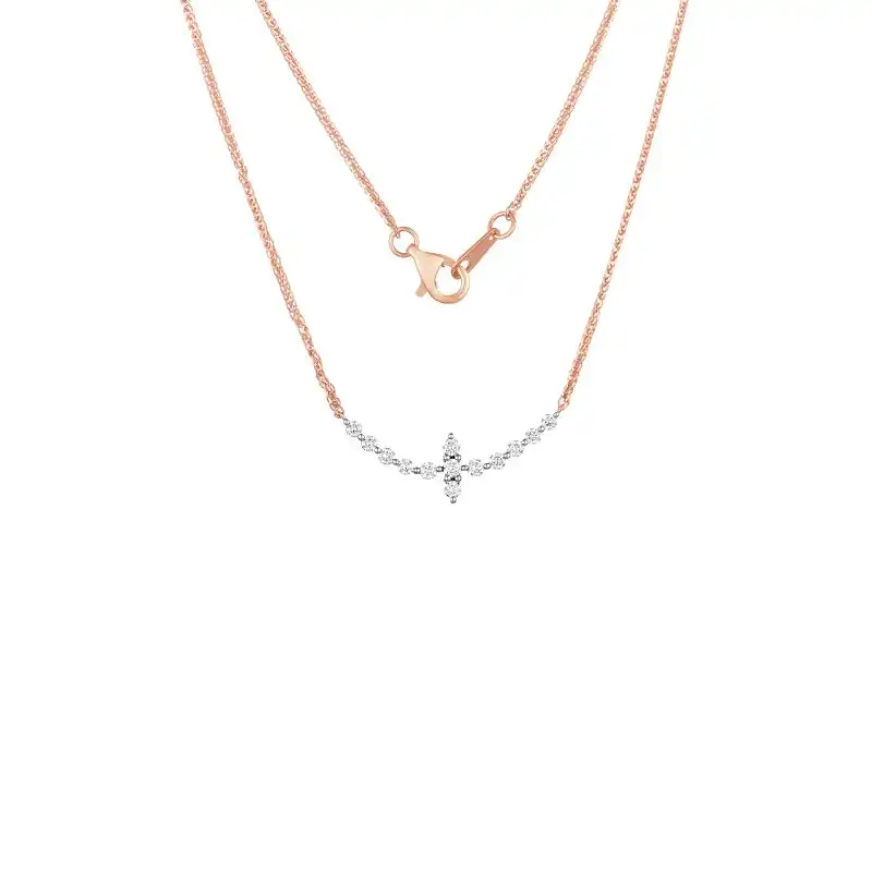 18K Rose Gold Diamond Necklace with 13 Diamonds