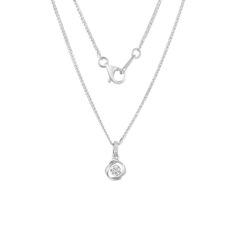 18K White Gold Diamond Necklace with 04 Diamonds